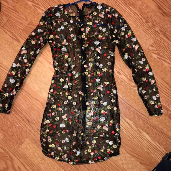 black sheer floral dress